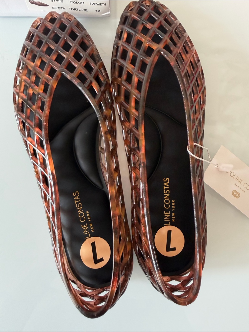 Caroline Constas Tortoise jelly Lattice Slip-On Ballet Flats - Picture 4 of 5
